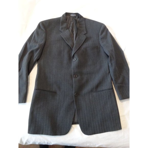 GIORGIO ARMANI Le Collezioni Made Italy Wool Slate Gray JACKET Herringbone 40R - Picture 1 of 10